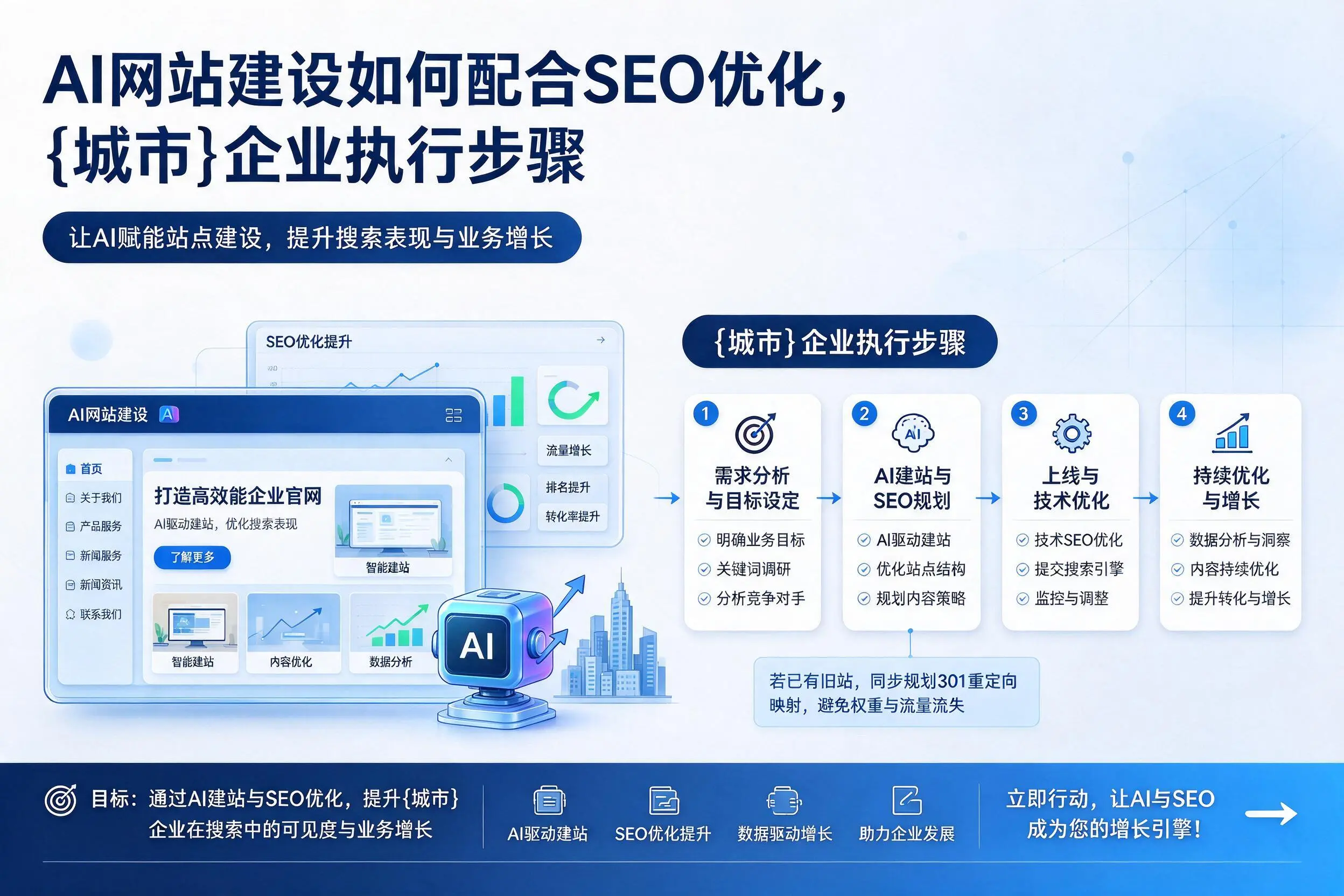 AI网站建设如何配合SEO优化，广州企业执行步骤