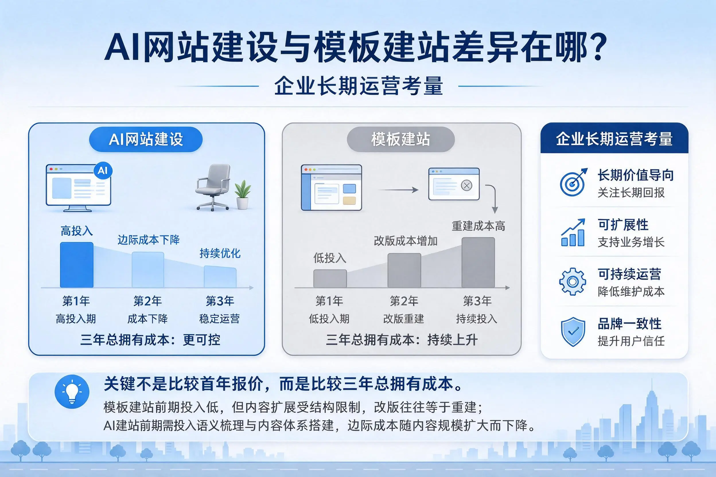 AI网站建设与模板建站差异在哪?广州企业长期运营考量